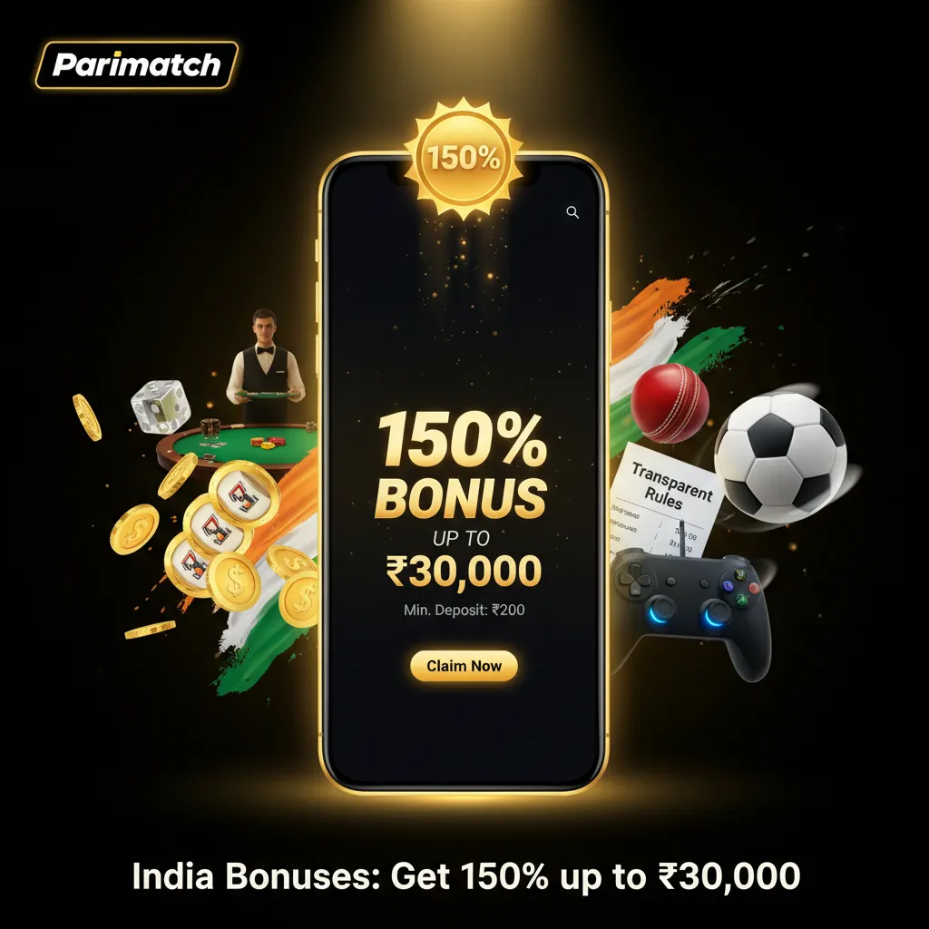 Parimatch India bonus: 150% up to ₹30,000 first deposit for casino and sport