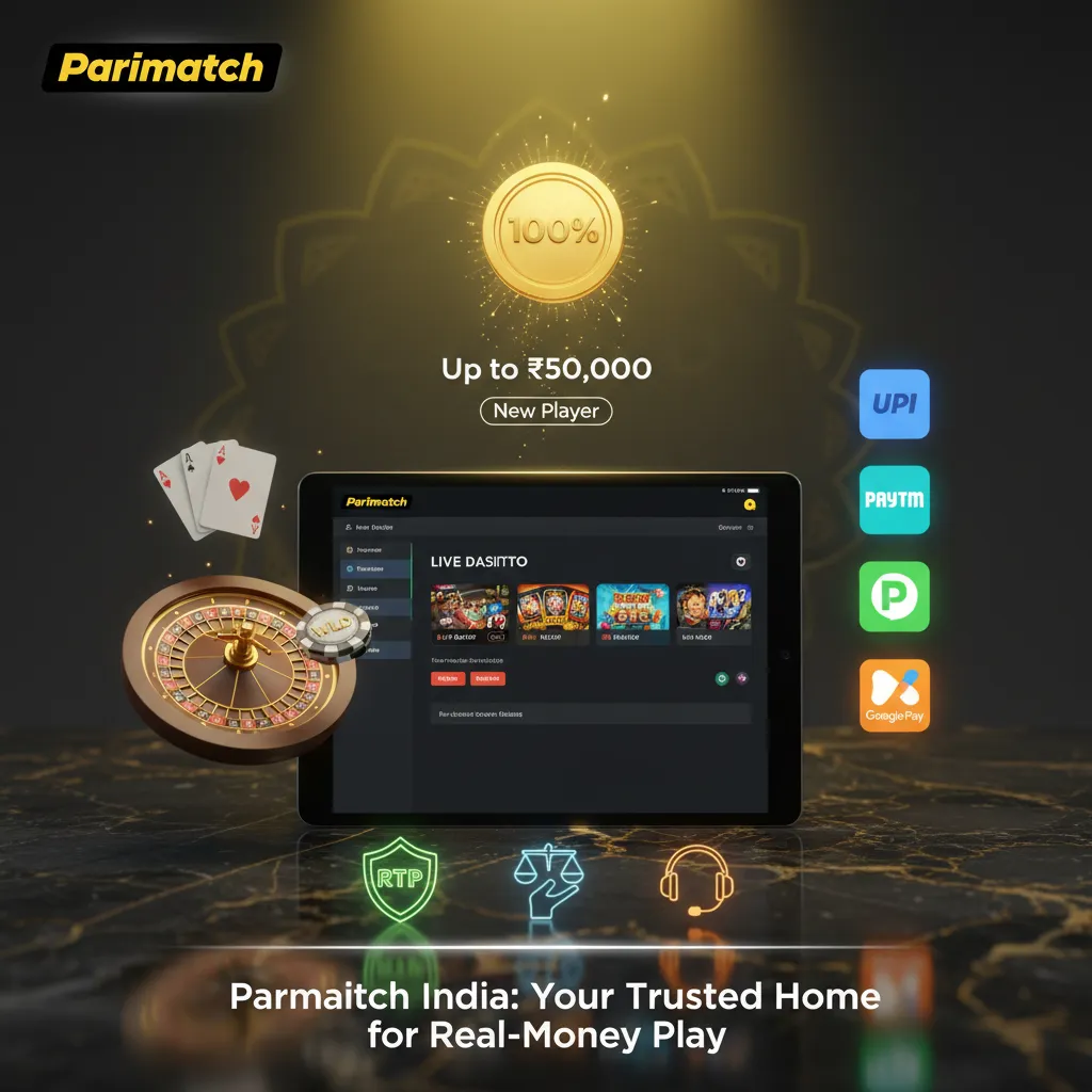 Parimatch India live casino, roulette, slots with 105% casino bonus up to ₹50,000