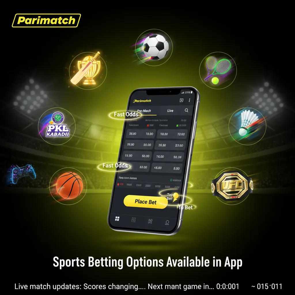 pre-match and live betting with fast-updating odds for cricket, football, tennis, kabaddi, and more that available at Parimatch App