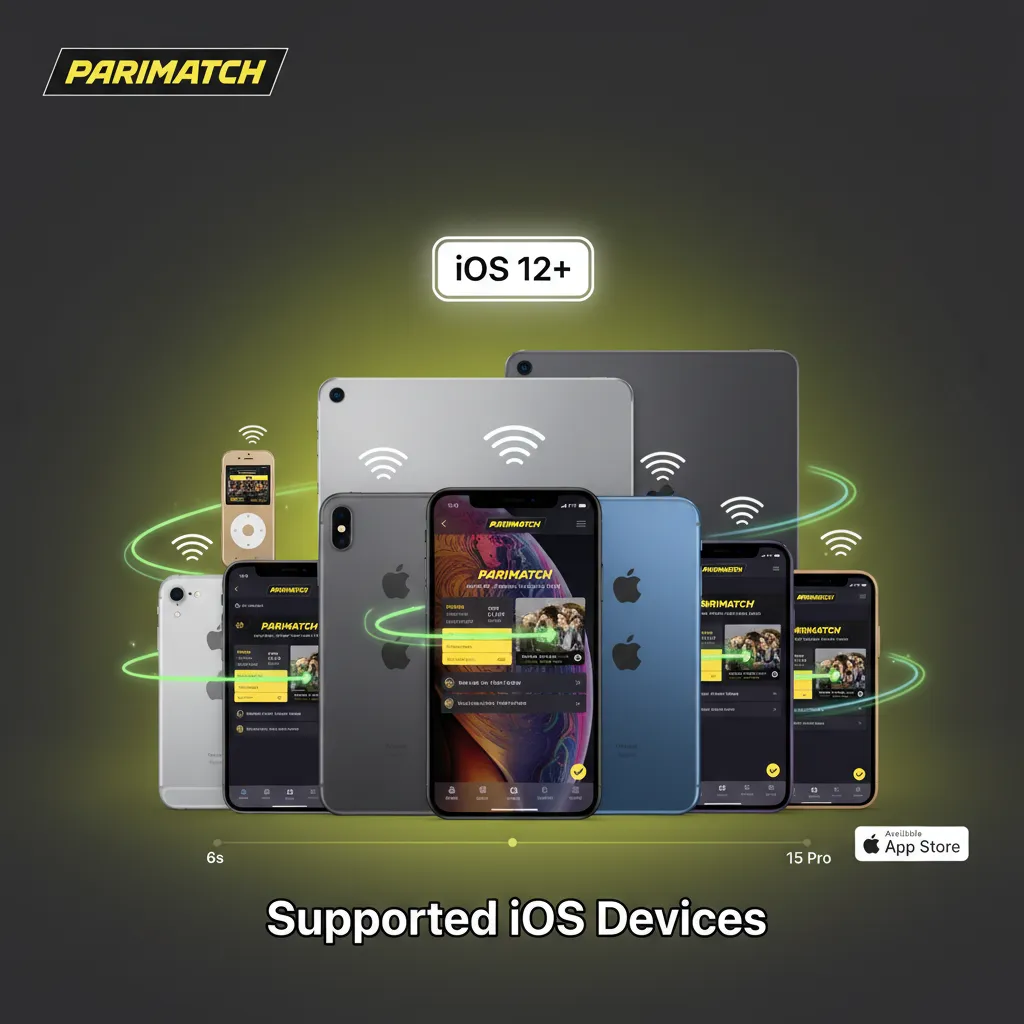 Supported iOS devices: iPhone 6s to 15/15 Pro; iPad 7th gen+; iPad Pro (iOS 12+); iPod touch 7th gen; iOS 12+ req.