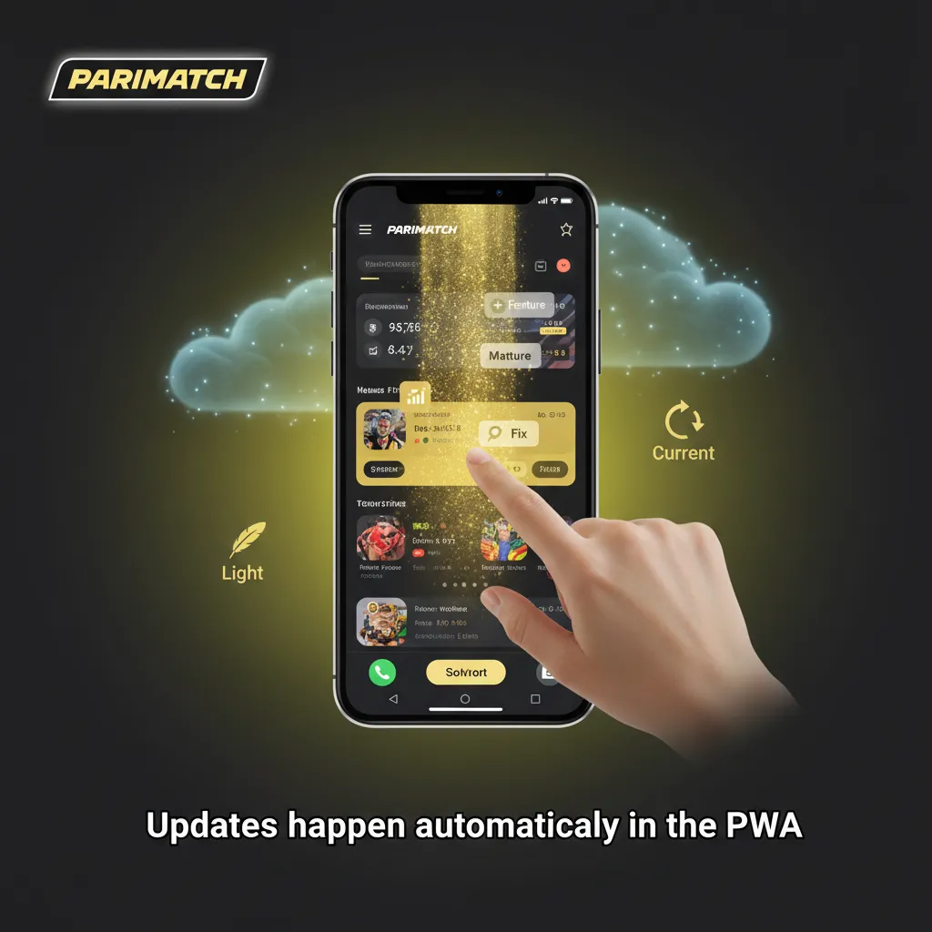 Parimatch PWA auto-updates: latest version loads on open; new features, markets, and fixes appear instantly.